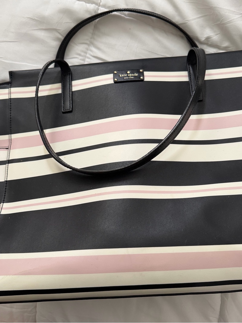 kate spade Black, White & Pink Striped Tote